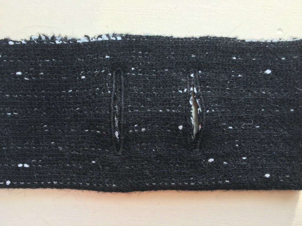 Sewing corded buttonholes in knit fabric