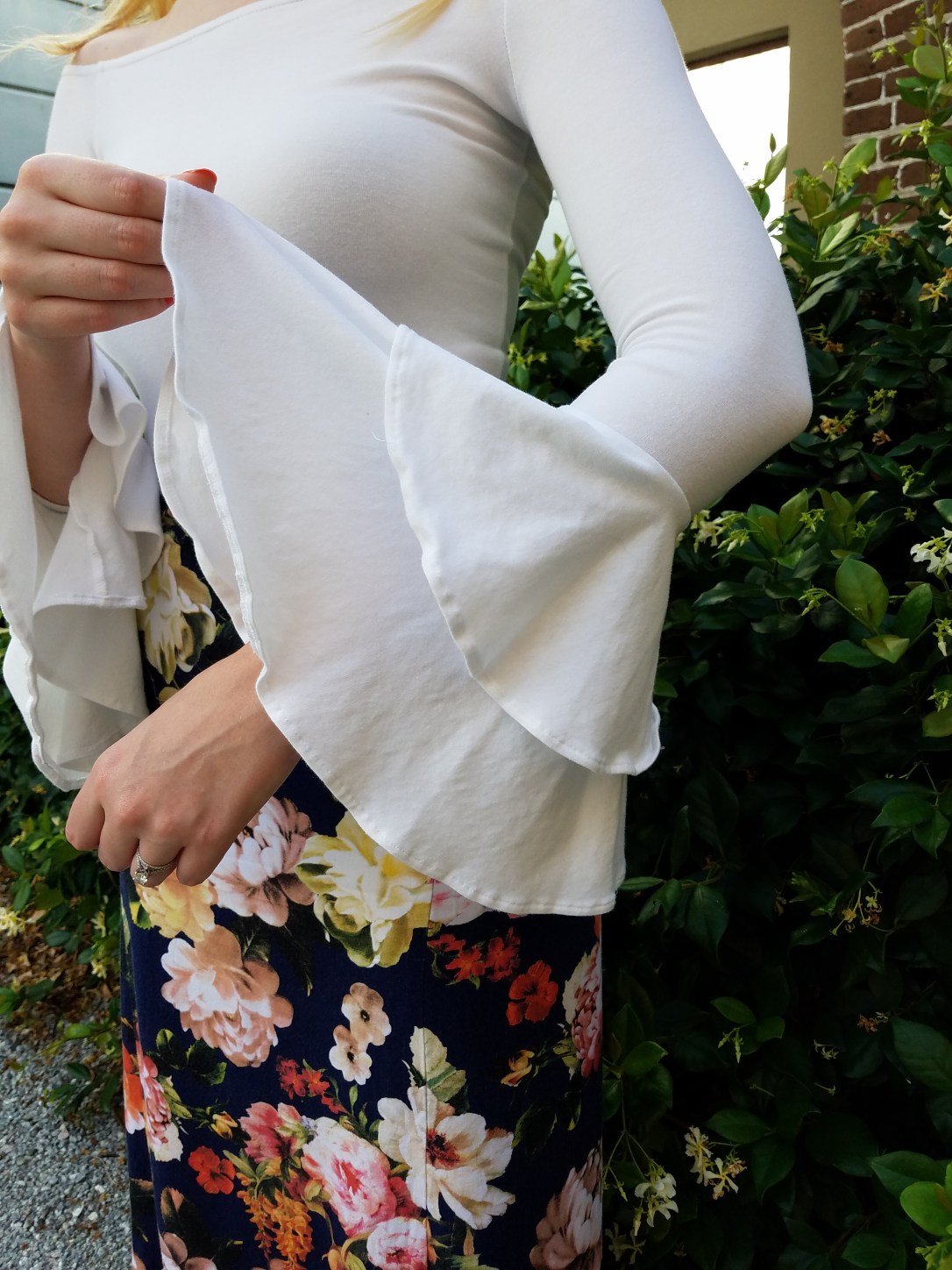 nettie off the shoulder bodysuit and burda maxi