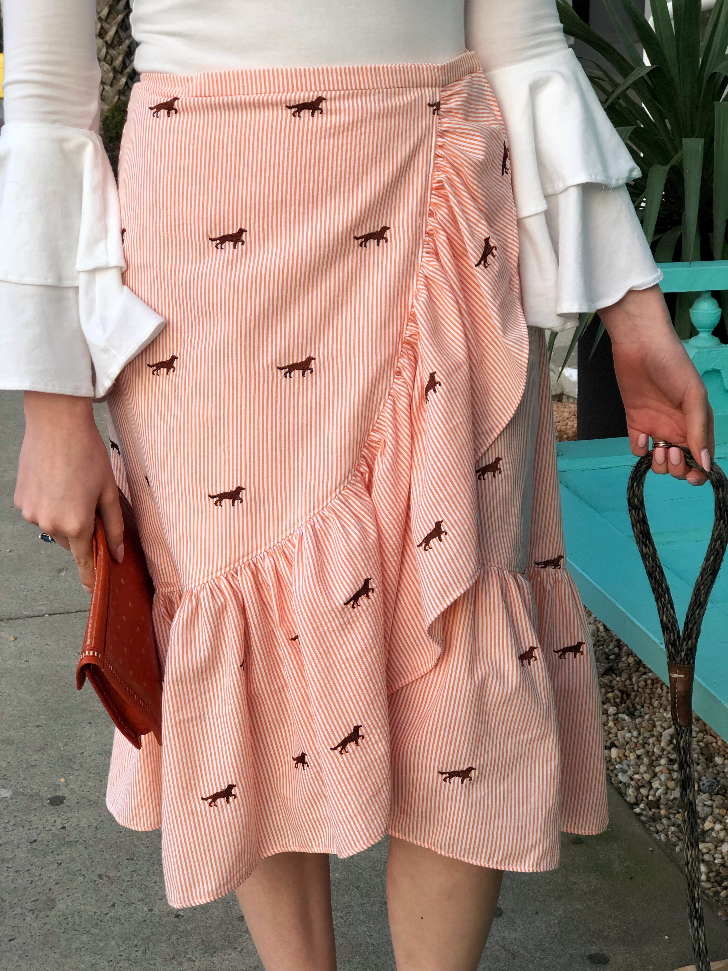 McCalls 7606 Wrap Skirt seersucker