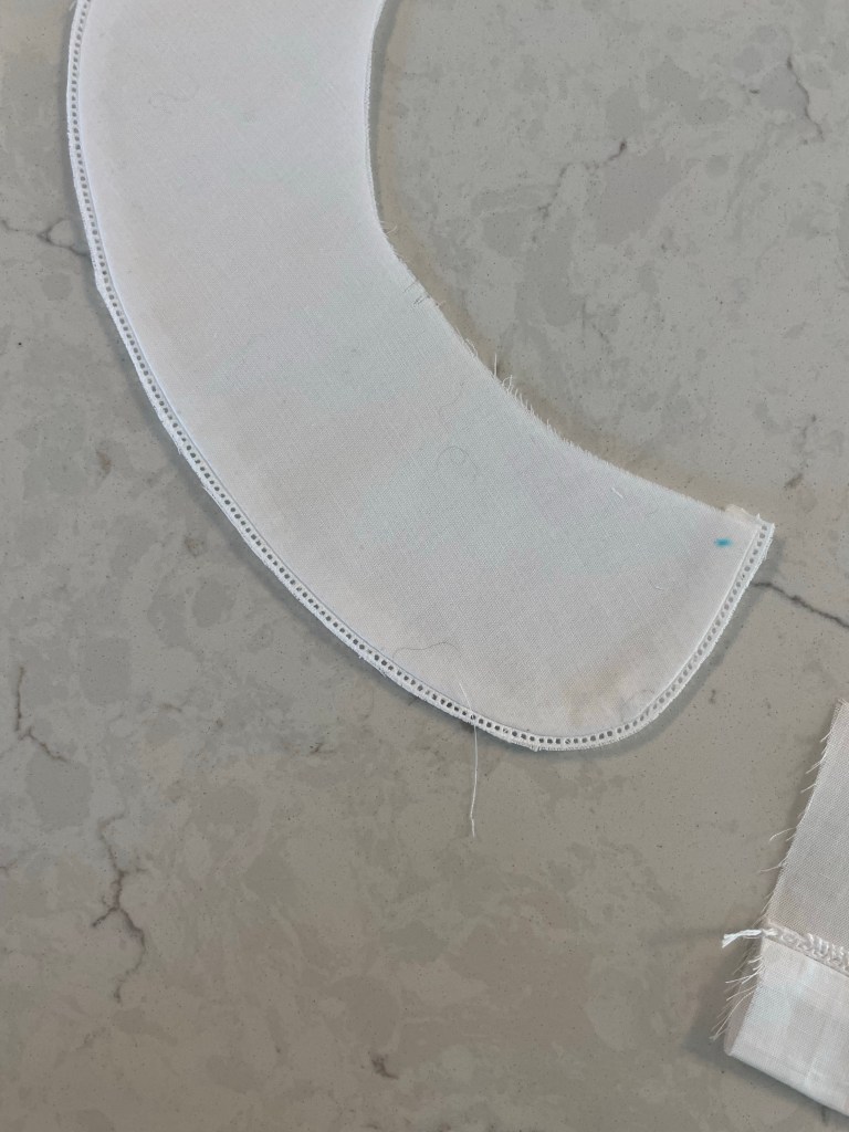 entredeux sewn to collar