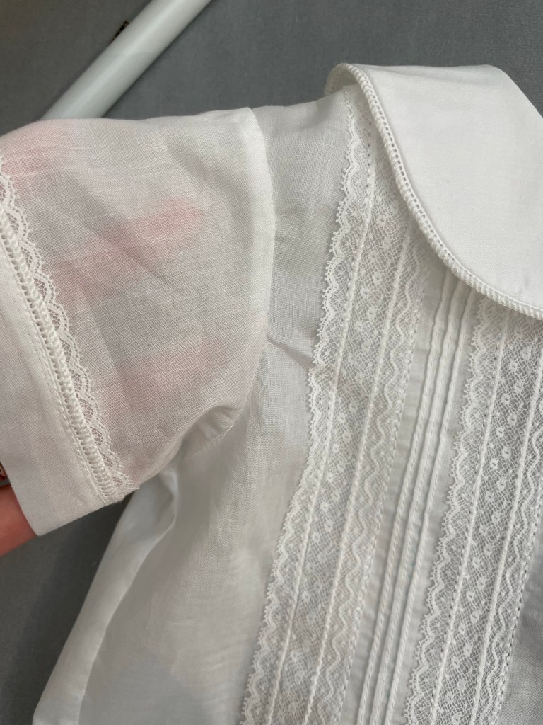 christening gown outfit boys french seams lace pintucks